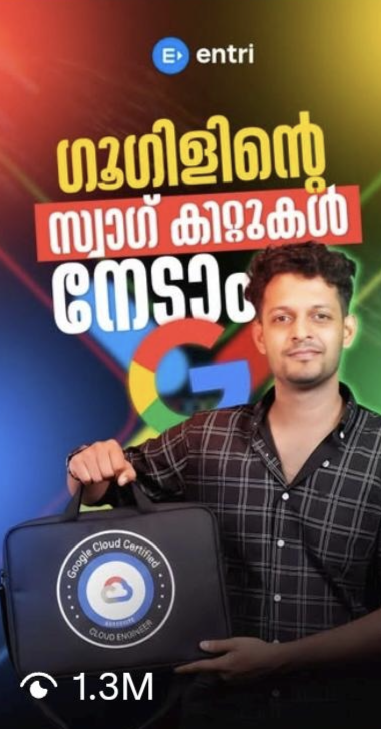 Entri Instagram reel offering Google swag kit, showing 1.3 million views